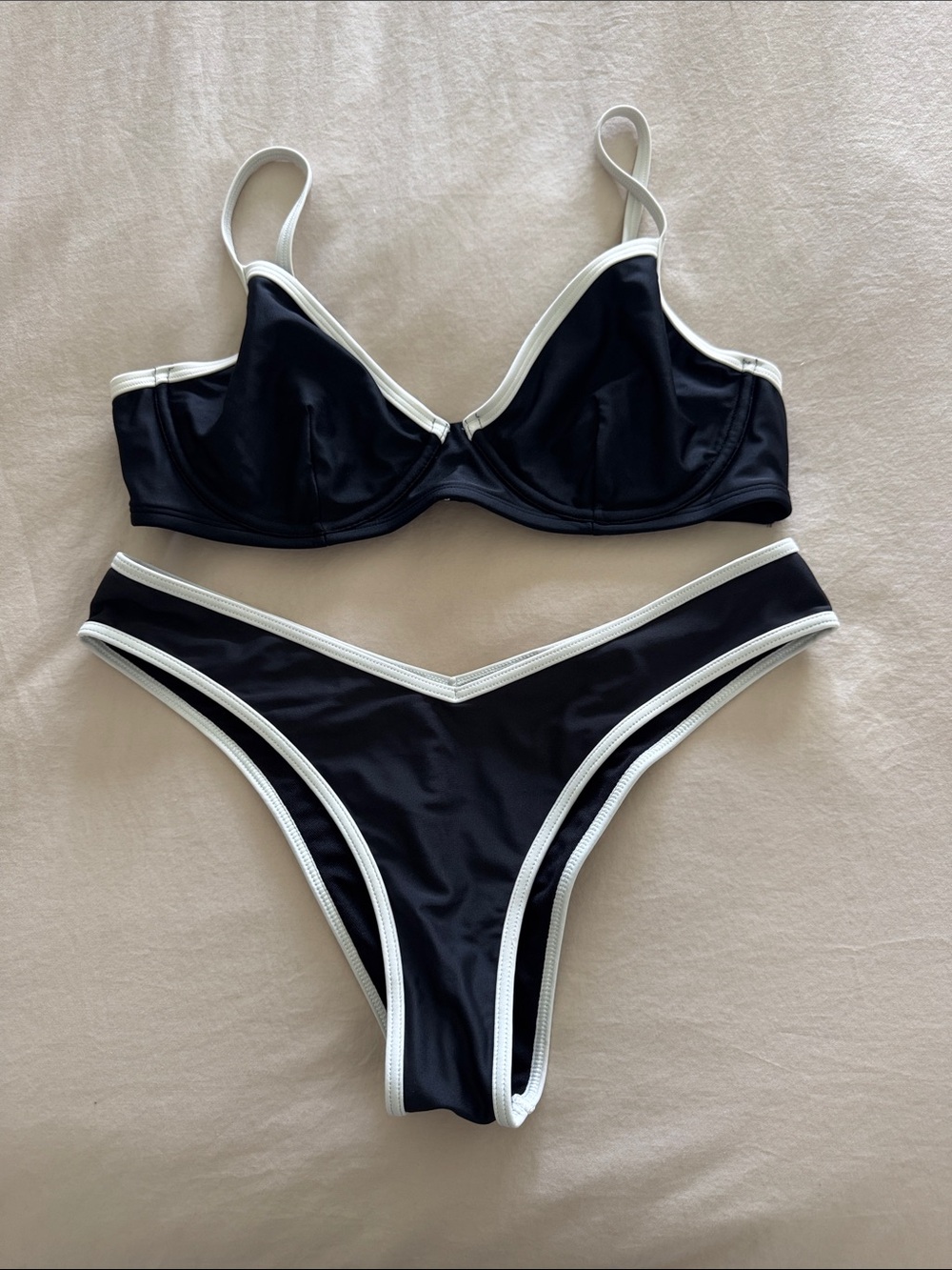 Abercrombie & Fitch Black Bikini with White Contrast Trim